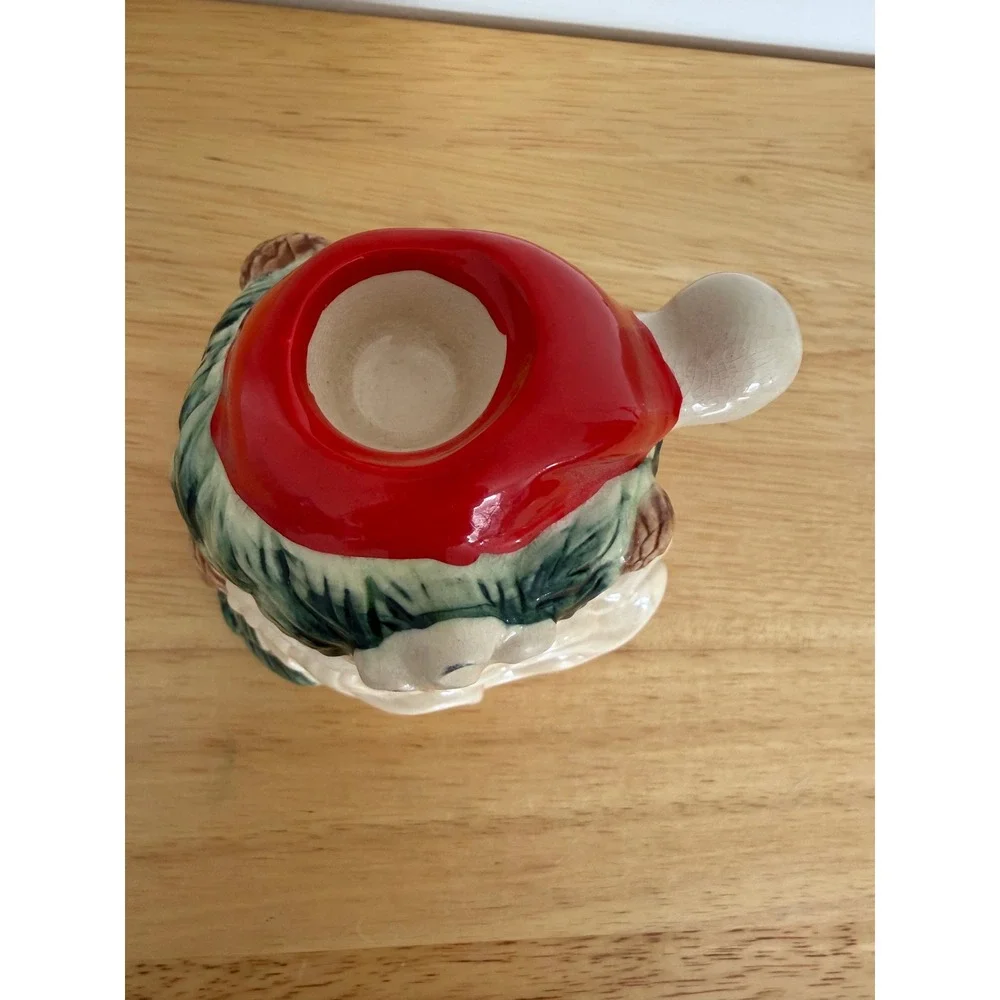 Vintage‎ Cracker Barrel Ceramic Santa Head Candle Holder 4